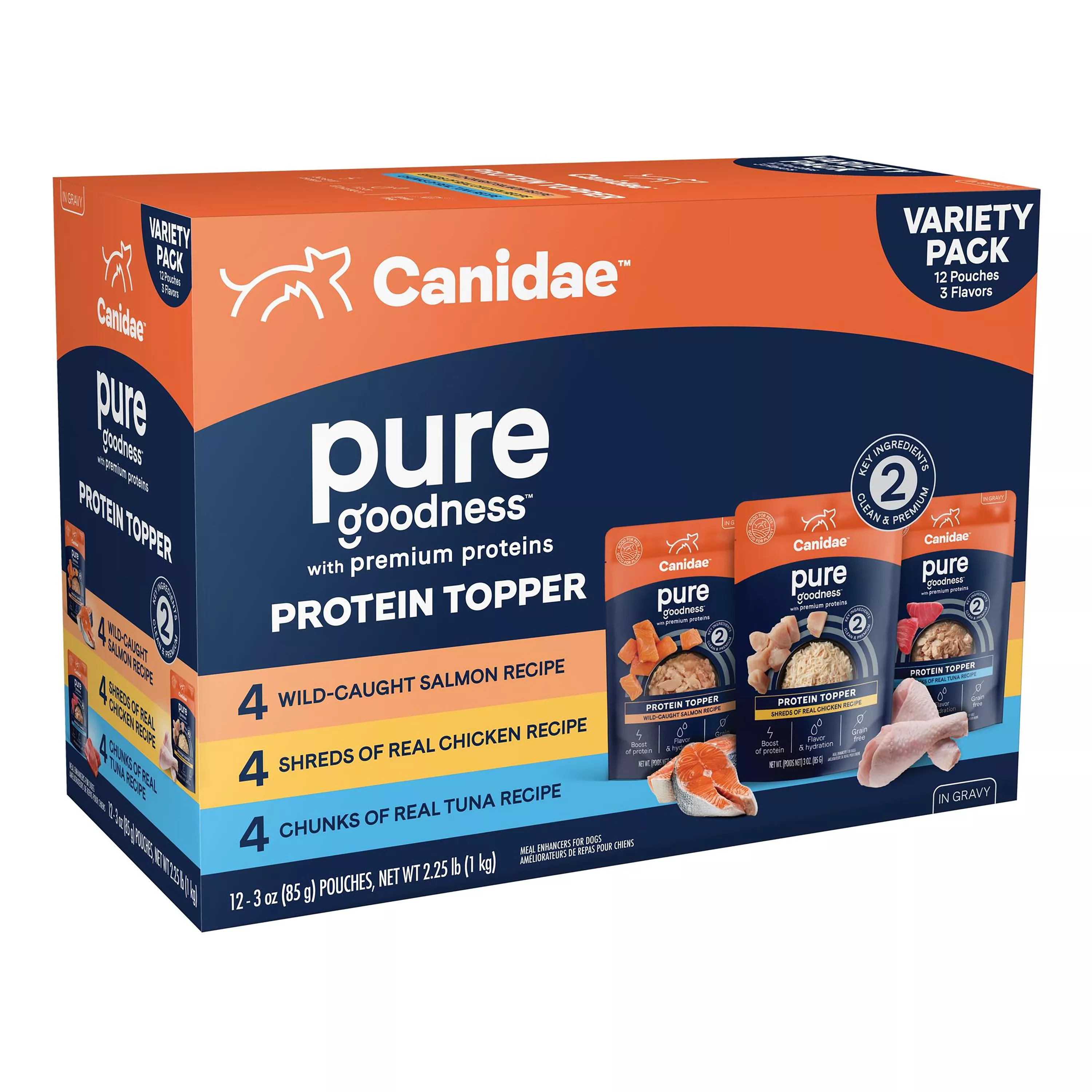 Canidae Pure Goodness Protein Topper For Dogs - Premium Proteins, 12 Ct, Variety Pack