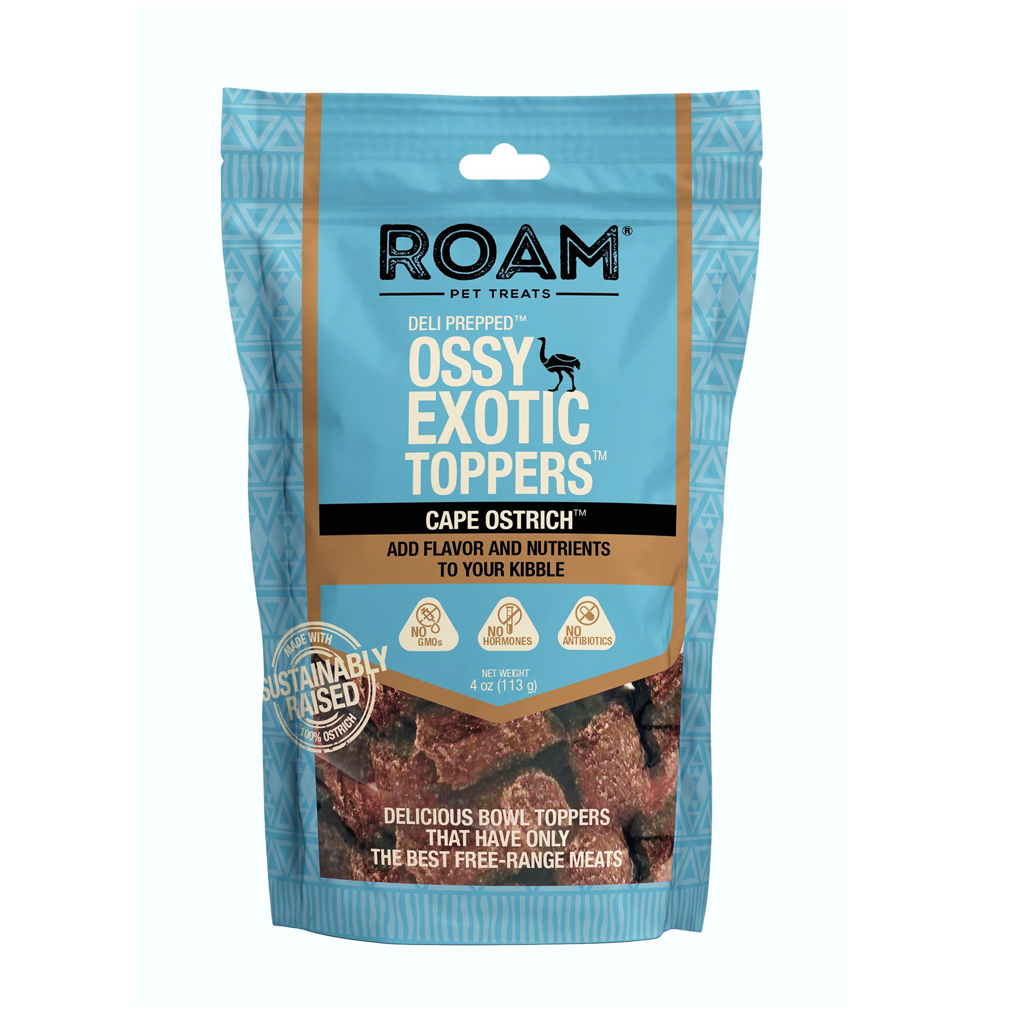 ROAM Ossy Exotic Toppers Dog Food Meal Topper Cape Ostrich 4 oz dog