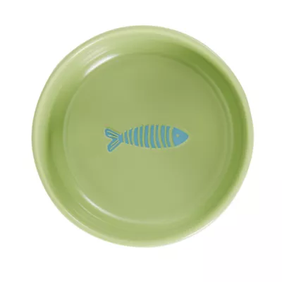 Product Whisker City Green Fish Ceramic Cat Bowl