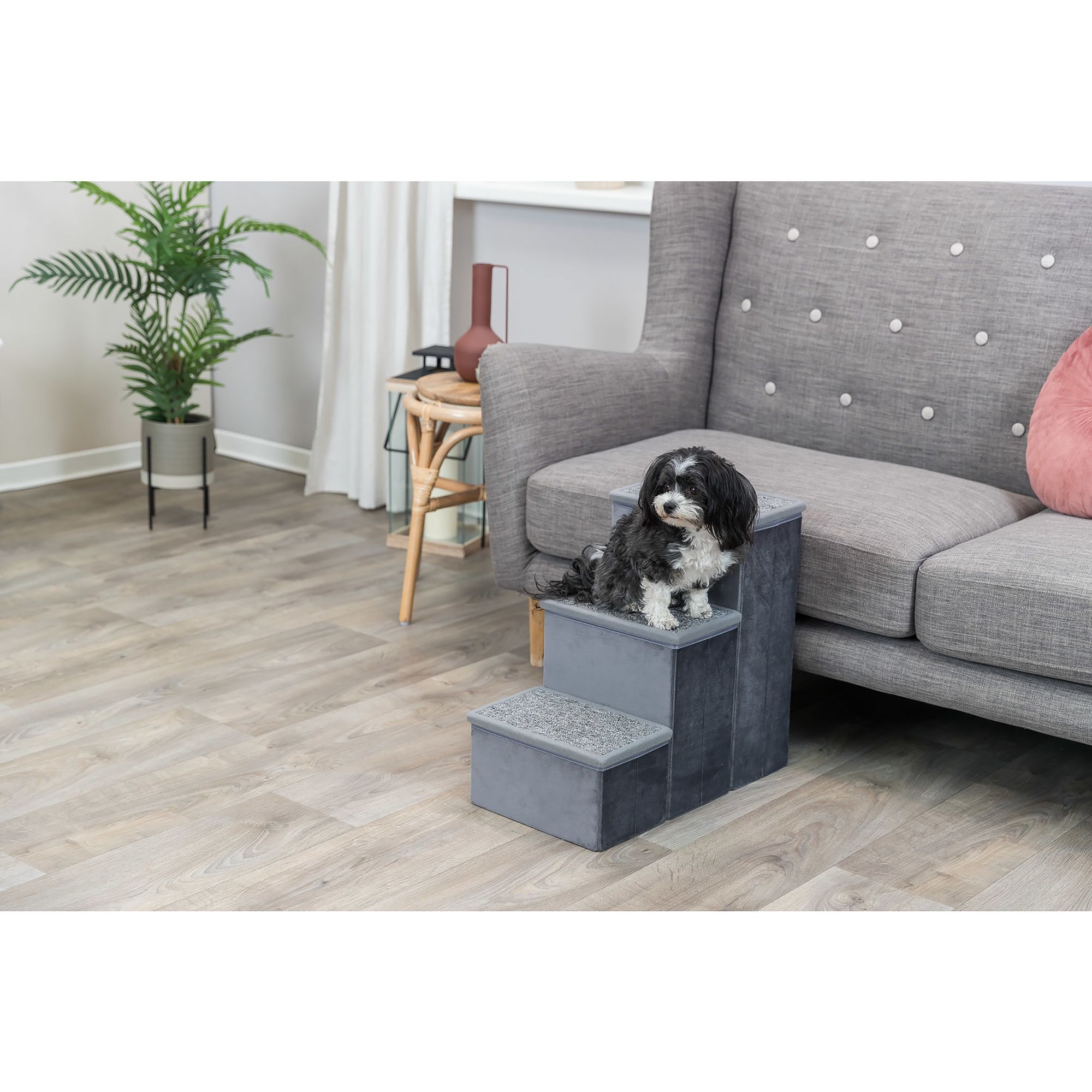 TRIXIE Velour Foldable 3-Step Pet Stairs with Storage - thumbnail 2