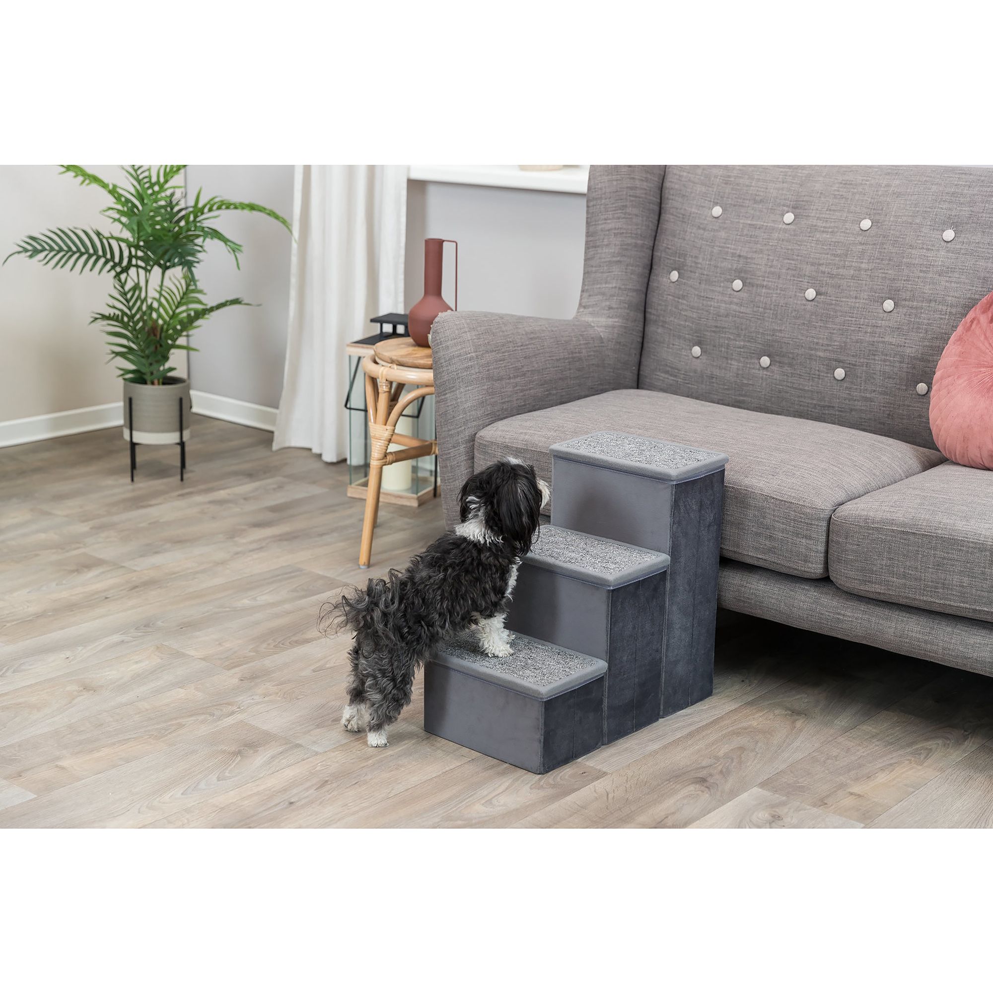 TRIXIE Velour Foldable 3-Step Pet Stairs with Storage - thumbnail 3