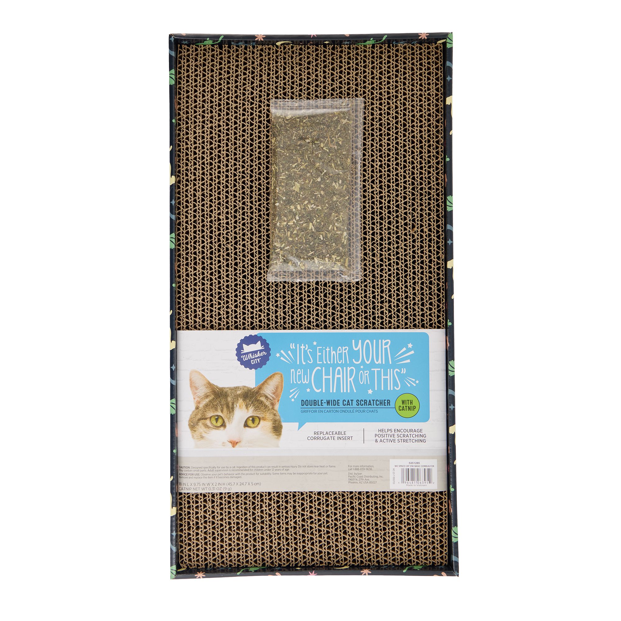 Whisker City Space Cat Double-Wide Basic Corrugate Cat Scratcher Whisker City Space Cat Double-Wide Basic Corrugate Cat Scratcher