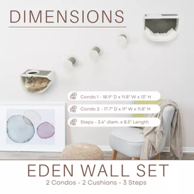 Product TRIXIE Eden Wall Mount Cat Tree Set 2 Condos with 3 Steps