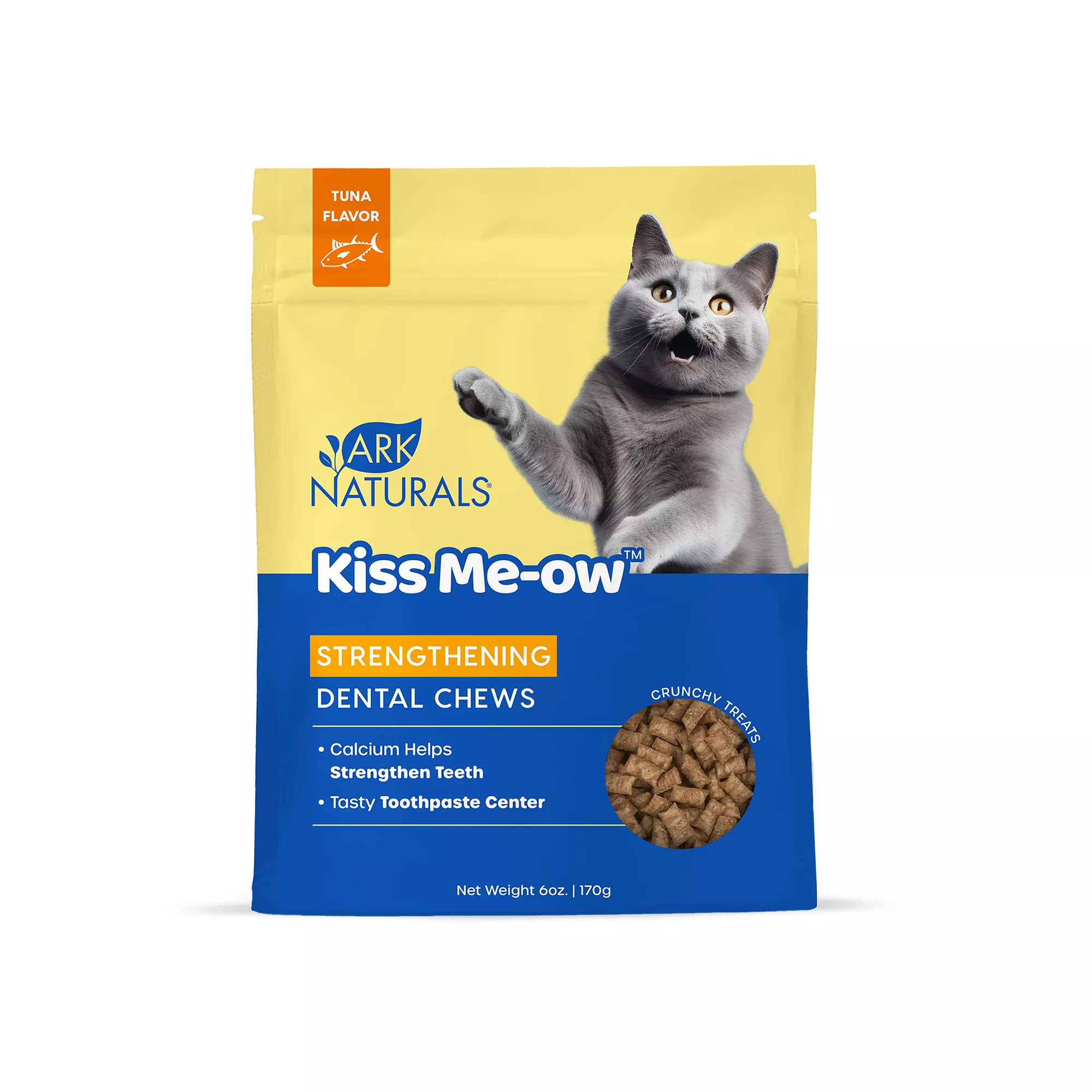 Ark Naturals Kiss Me-ow Strengthening Dental Chews Crunchy Cat Treats - Tuna