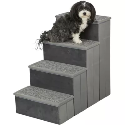 Trixie Velour Foldable 4 Step Pet Stairs with Storage