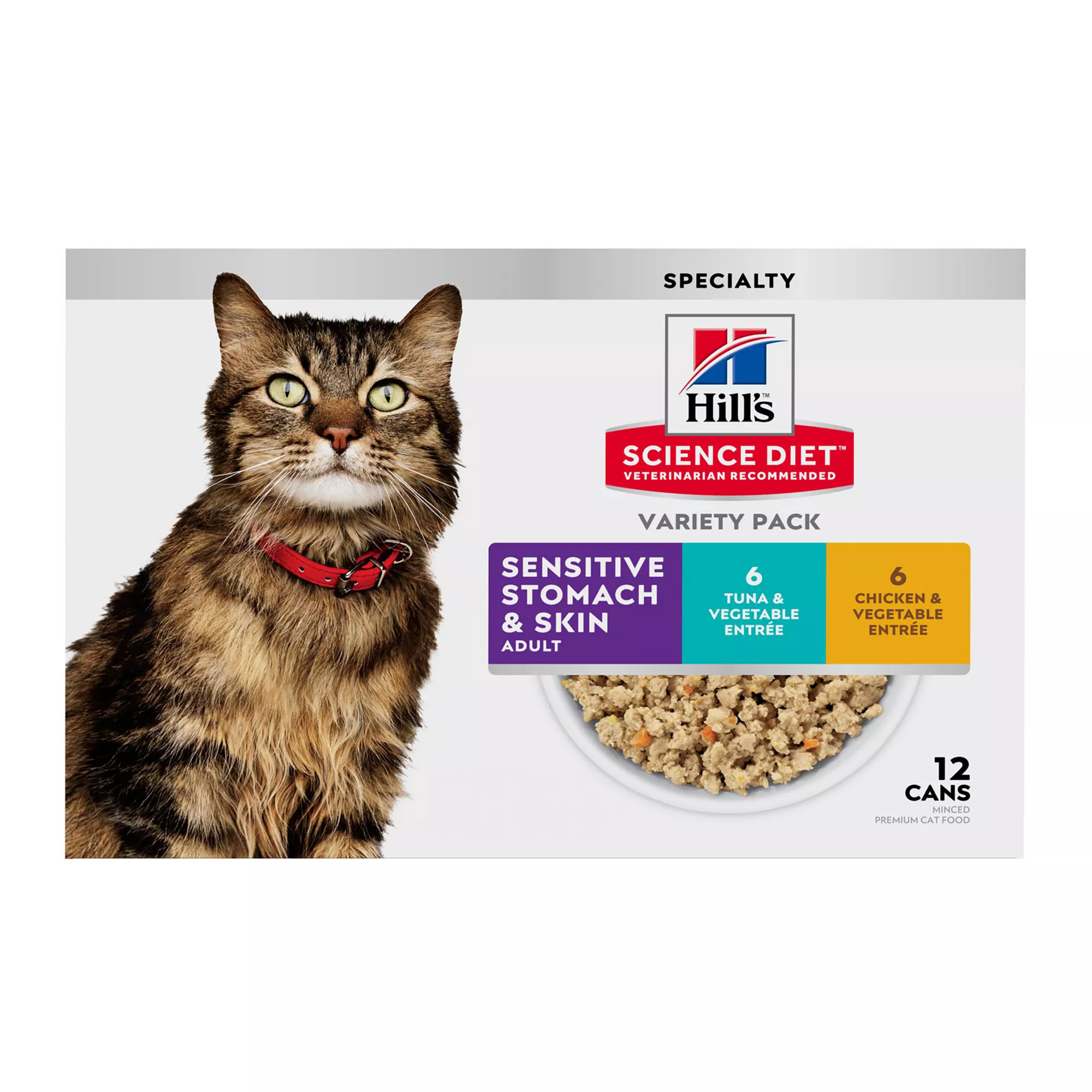 Hill's Science Diet Adult Wet Cat Food - Sensitive Stomach & Skin, 12 Count, Variety Pack, 35.2 Oz