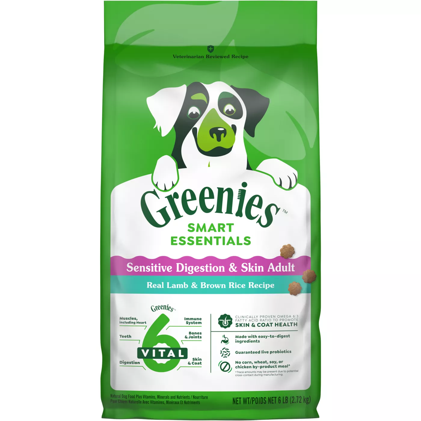 Greenies Smart Essentials Sensitive Digestion Skin Adult Dry Dog Food Lamb Brown Rice 6 lb. Bag