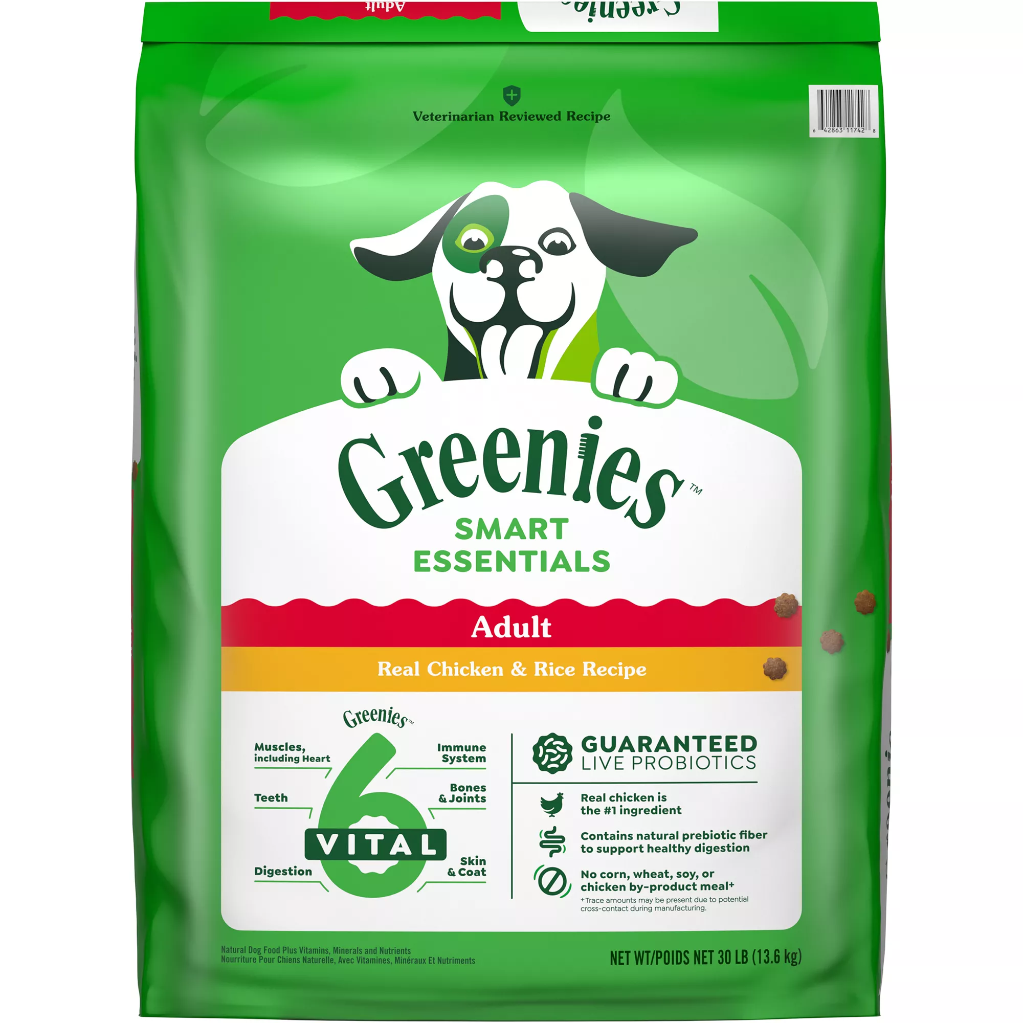 Greenies Smart Essentials Adult High Protein Dry Dog Food Real Chicken & Rice Recipe, 30 lb. Bag