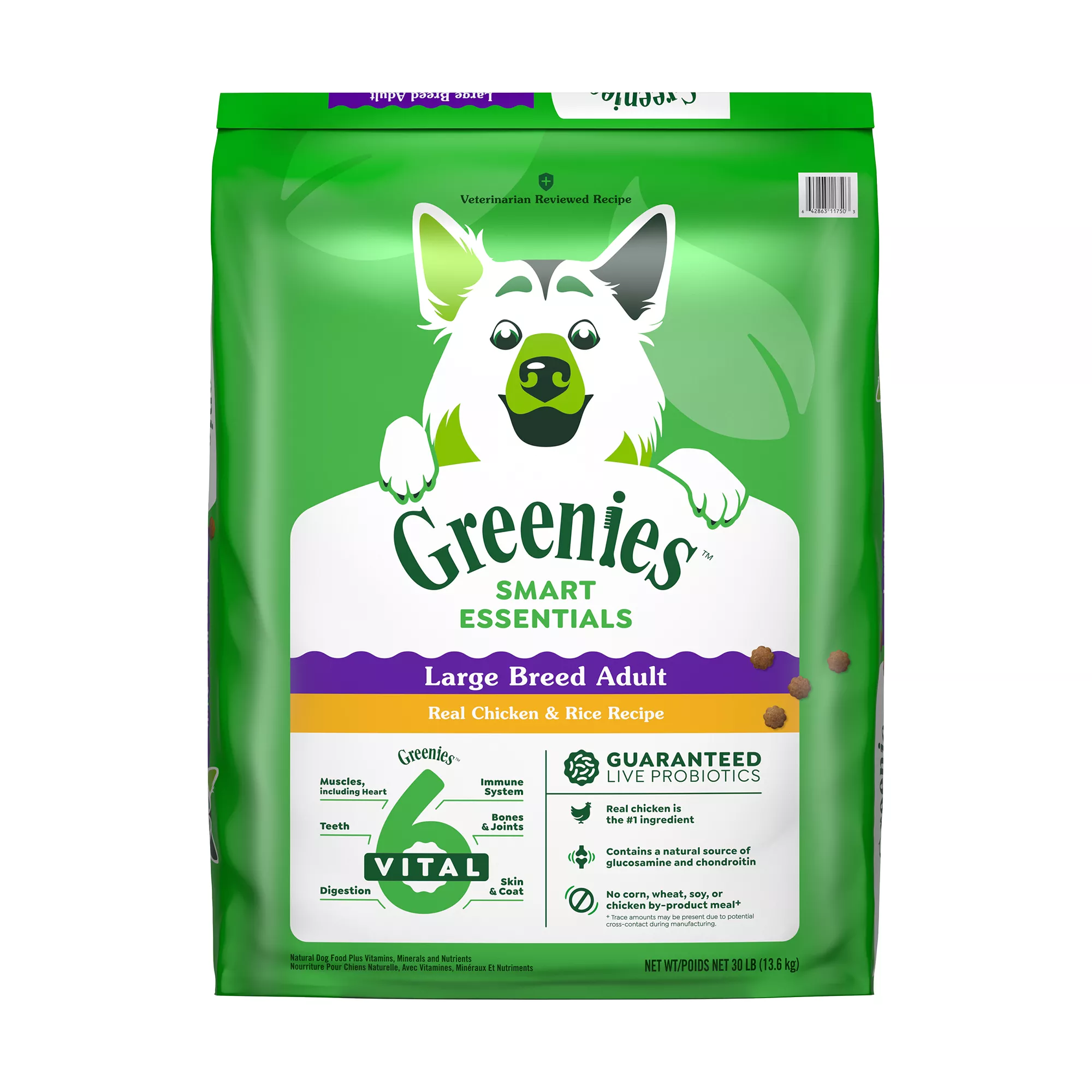 Greenies Smart Essentials Adult Large Breed High Protein Dry Dog Food Chicken & Rice, 30 lb. Bag