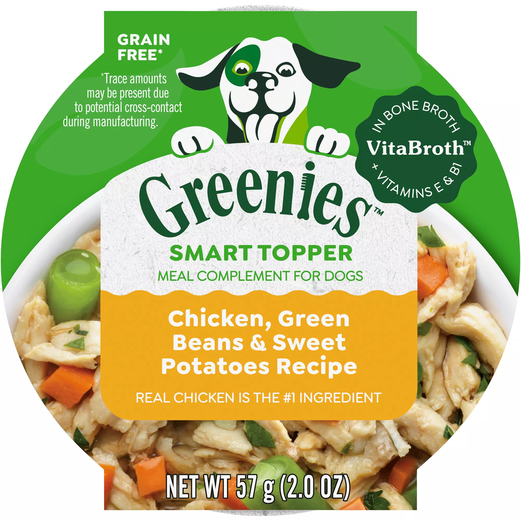 Greenies Smart Topper Wet Mix-In for Dogs, Chicken, Green Beans & Sweet Potatoes Recipe, 2 oz. Tray