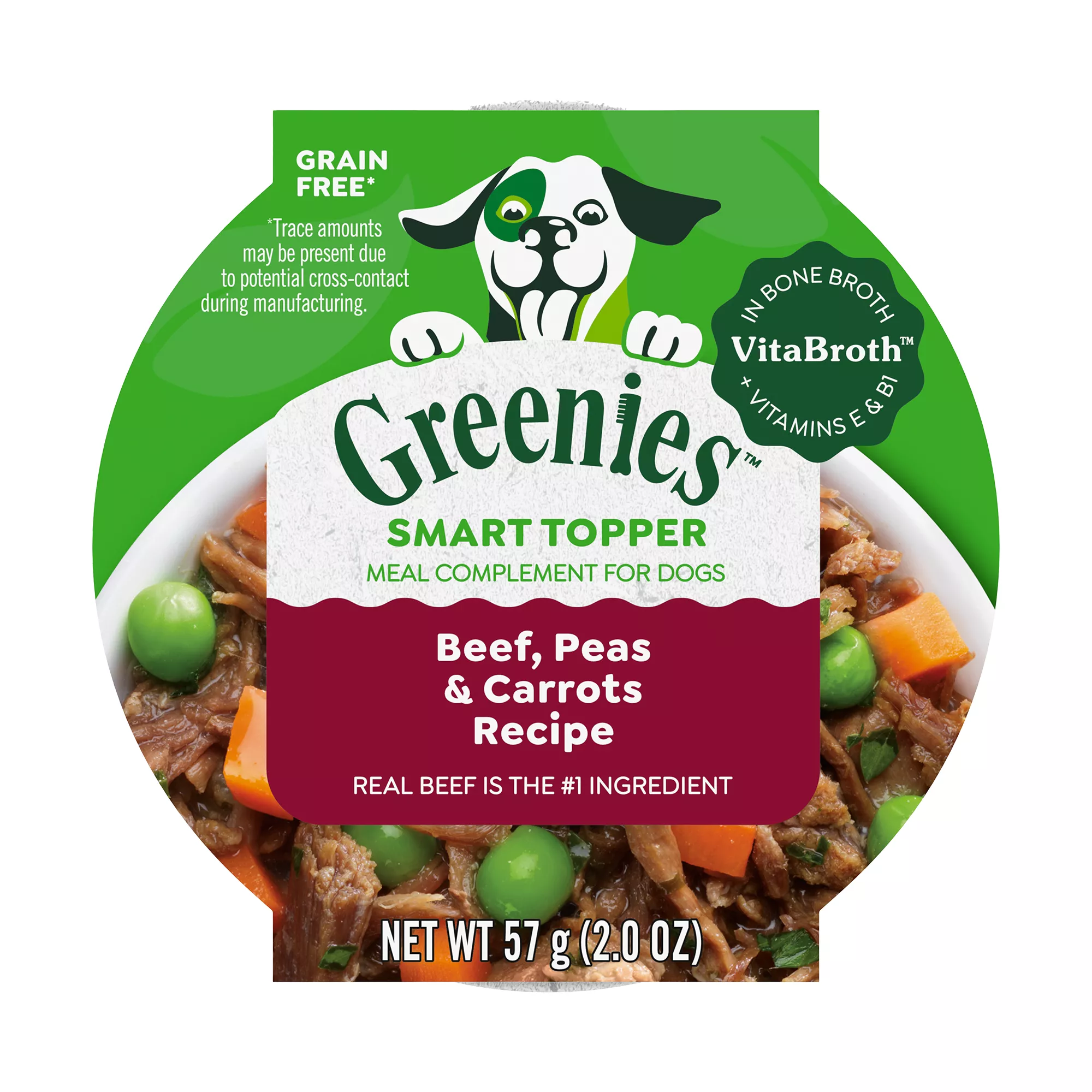 Greenies Smart Topper Wet Mix-In for Dogs, Beef, Peas & Carrots Recipe, 2 oz. Tray