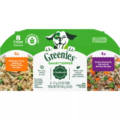 Greenies Smart Topper Wet Mix In for Dogs Chicken with Peas Duck Variety Pack 8 Trays of 2oz