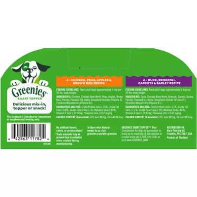 Product Greenies Smart Topper Variety Pack All Life Stages Wet Dog Meal Complement - Chicken/Duck, 8 Count