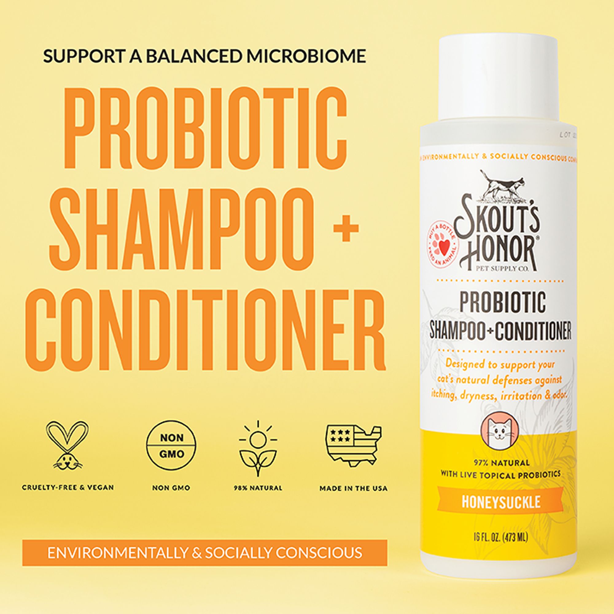 Skout's Honor® Probiotic 2-in-1 Cat Shampoo & Conditioner