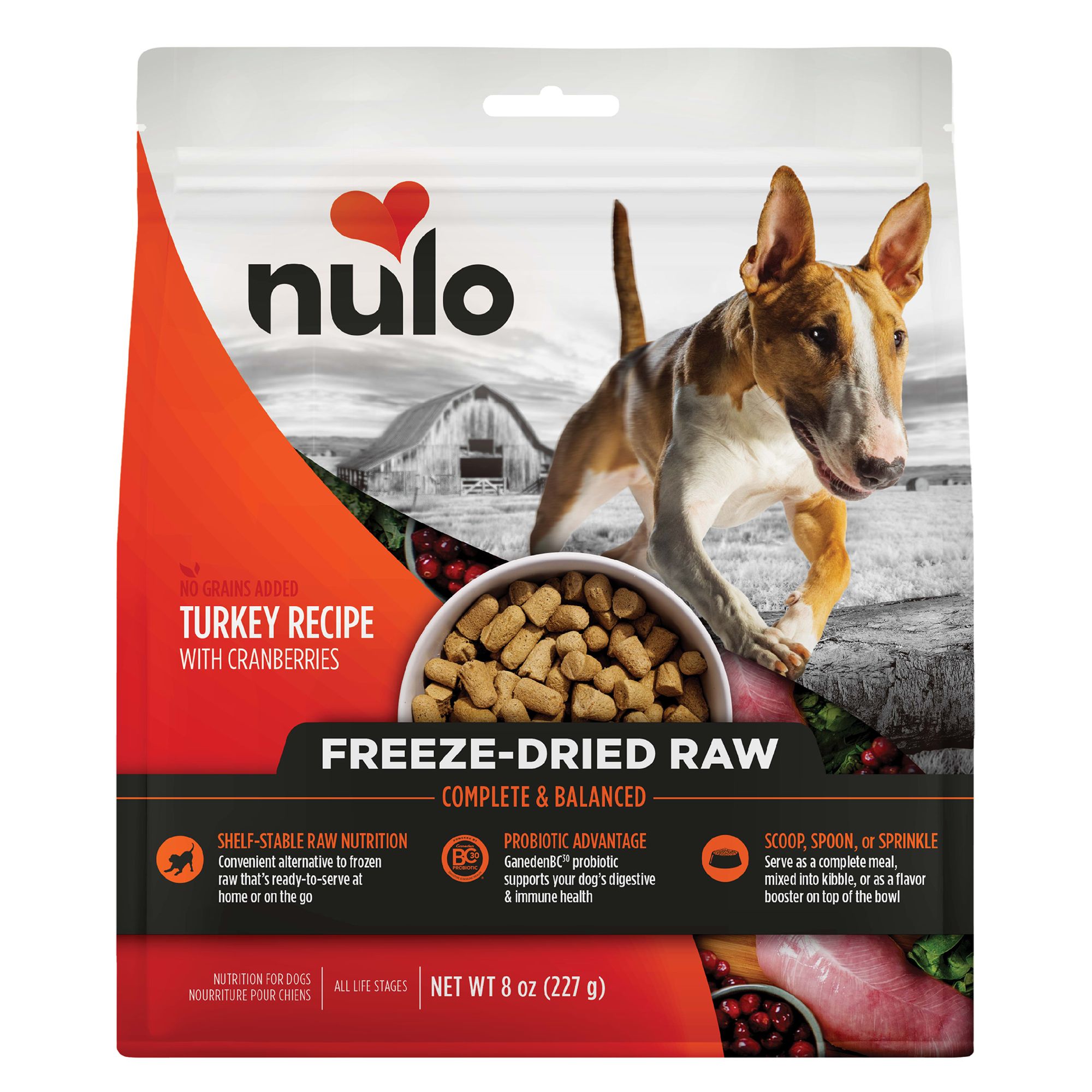 Nulo Freestyle Turkey with Cranberries Grain Free Freeze Dried Raw Dog Food 8 oz