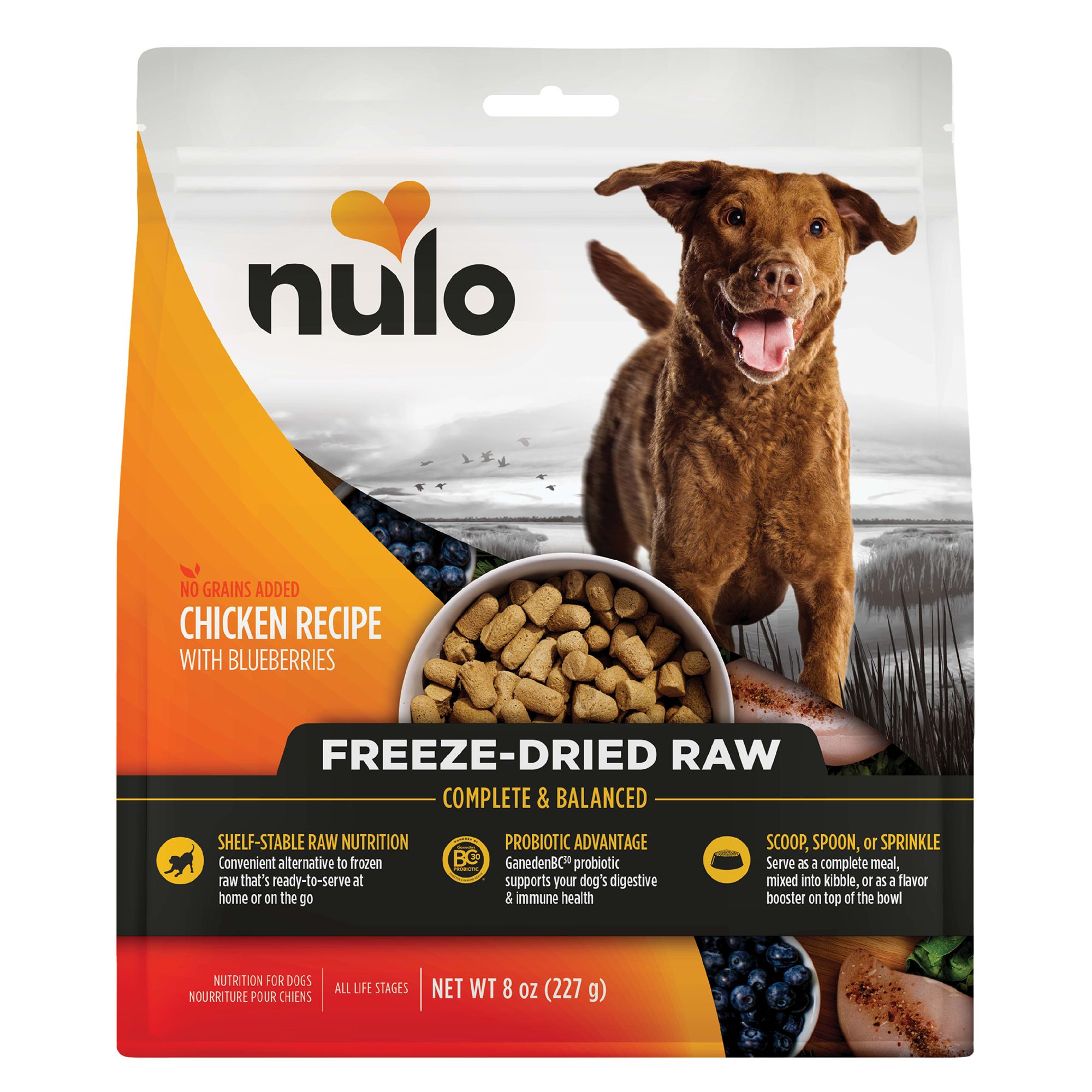 Nulo Dog Freeze Dried Raw Grain Free Chicken Blueberries 8oz