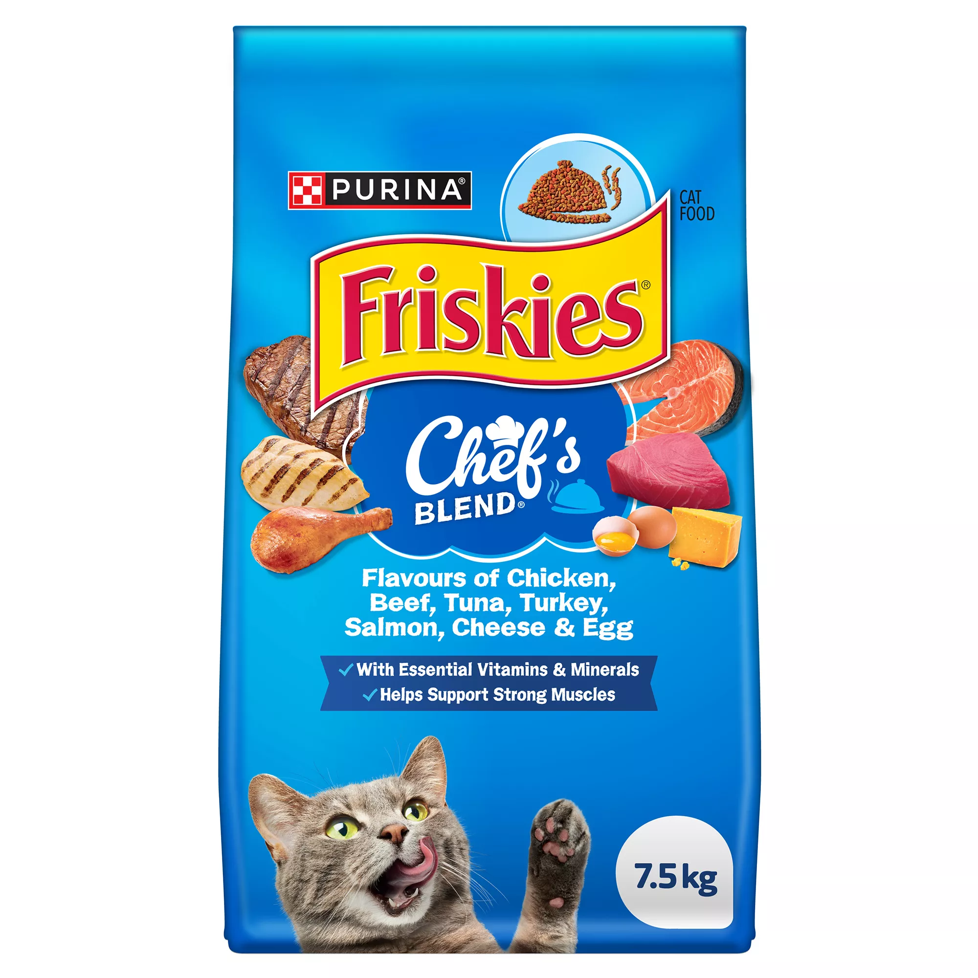 Purina Friskies Chef's Blend Dry Cat Food - Chicken, Beef, Tuna, Turkey, Salmon, Cheese