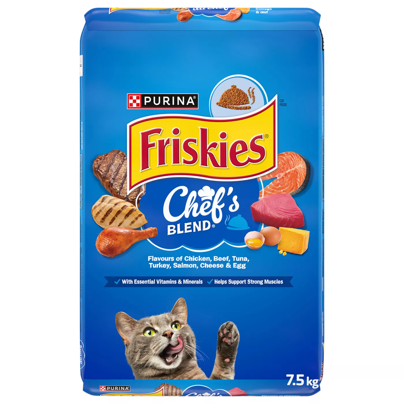 Purina Friskies Chef s Blend Dry Cat Food Chicken Beef Tuna Turkey Salmon Cheese