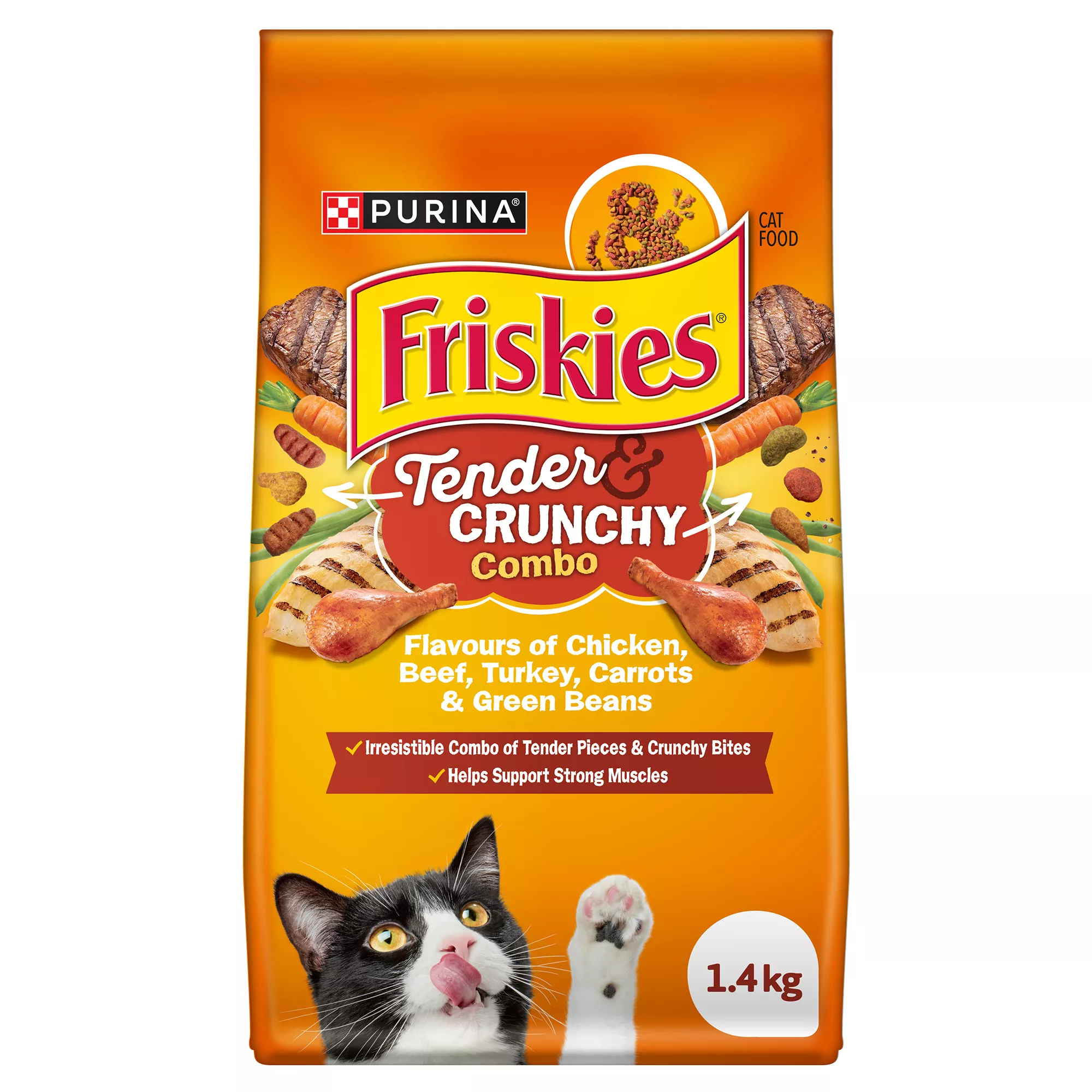 Purina Friskies Grillers Meaty Tenders and Crunchy Bites Dry Cat Food - Chicken, Beef, Turkey