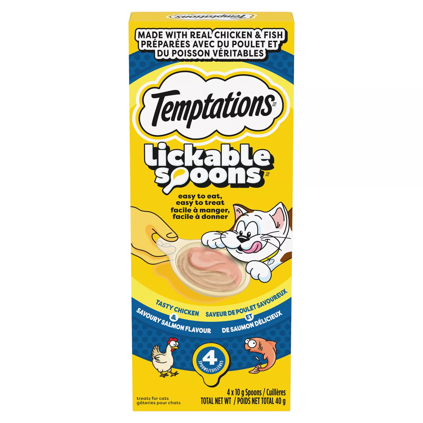 Temptations Lickable Spoons Wet Cat Treats Chicken Salmon