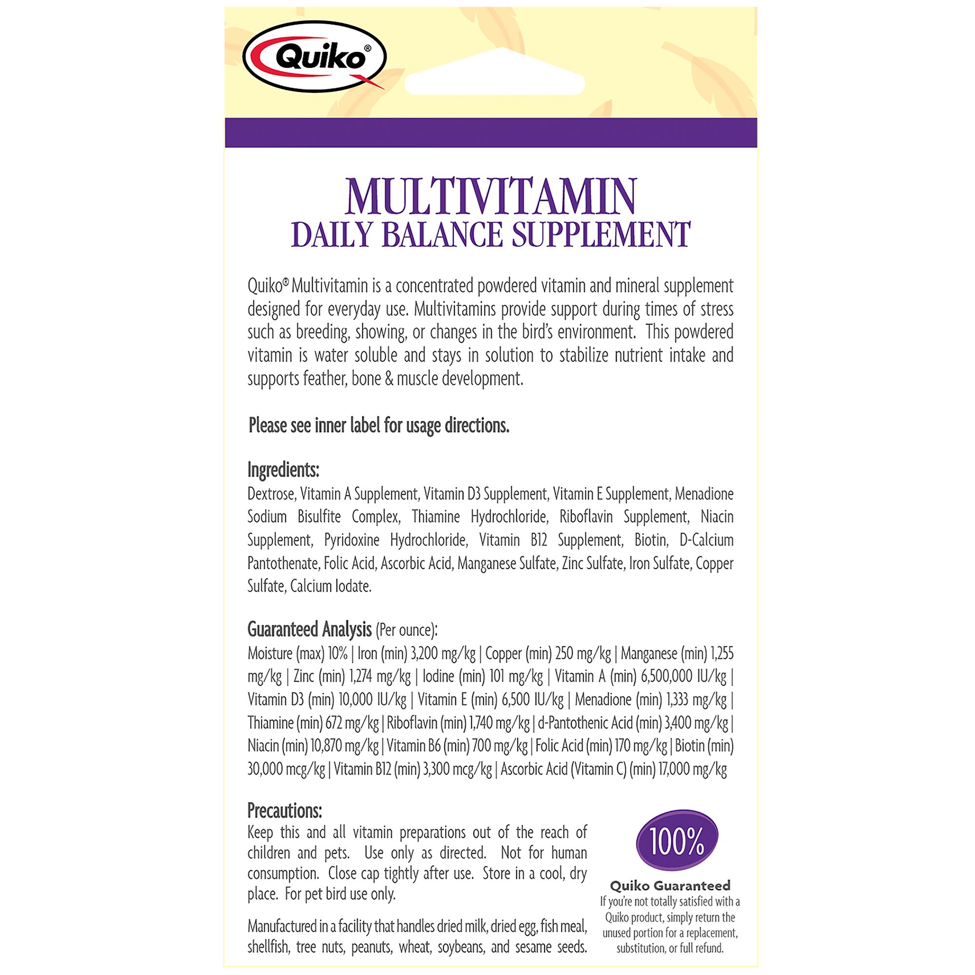 QUICKO Multivitamin Bird Supplement - Pet Bird Vitamin Supplement - thumbnail 2