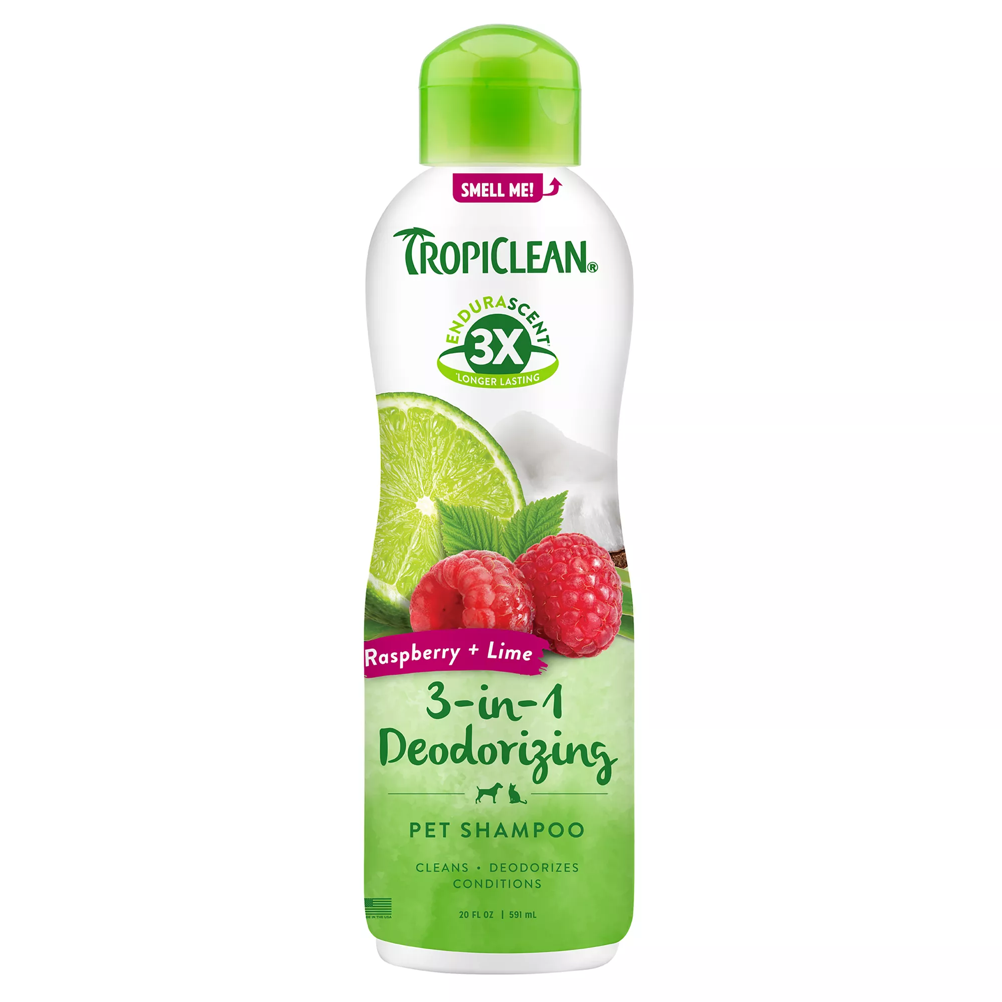 TropiClean® Raspberry & Lime 3-in1 Deodorizing Pet Shampoo