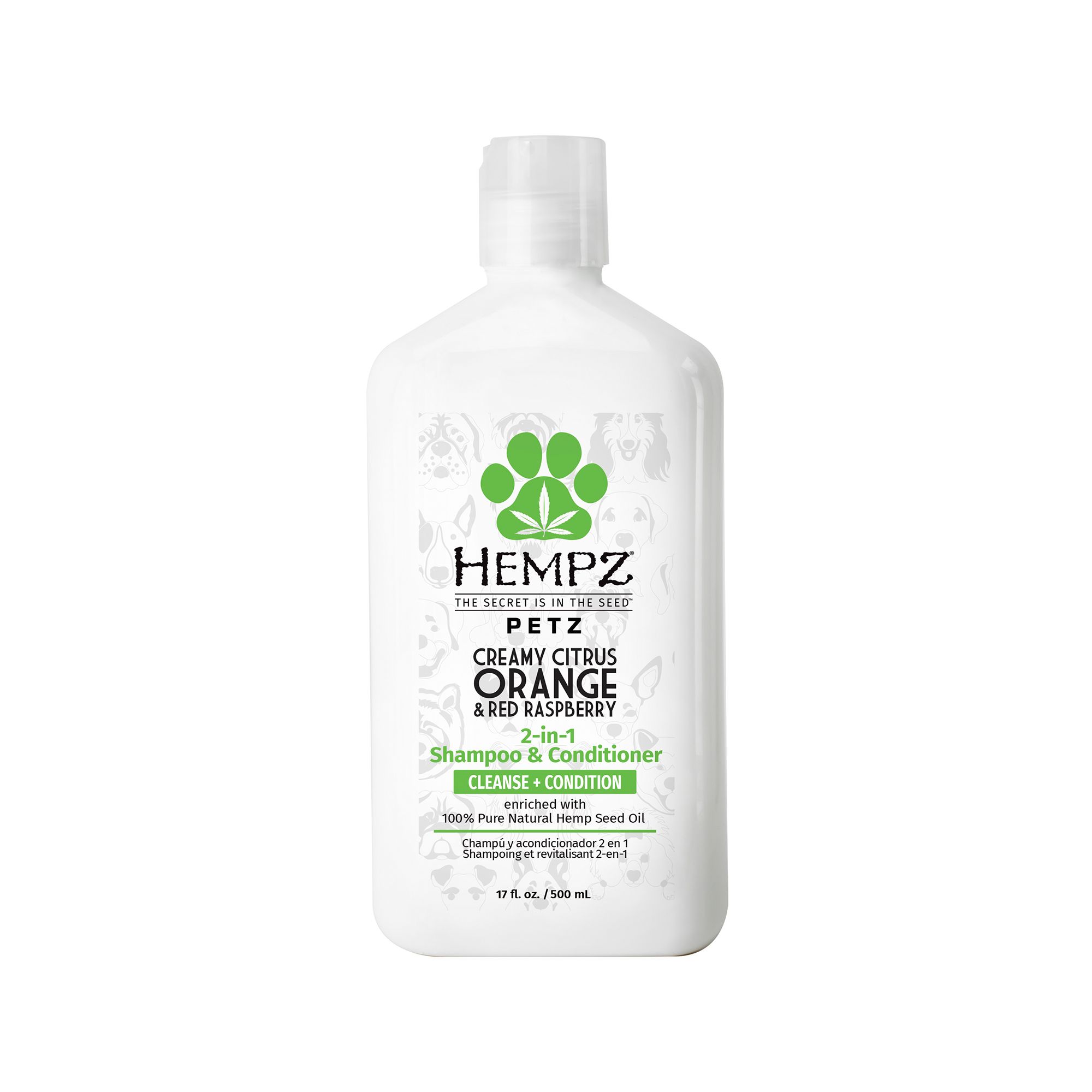 Hempz Creamy Citrus Orange Red Raspberry 2 in 1 Dog Shampoo