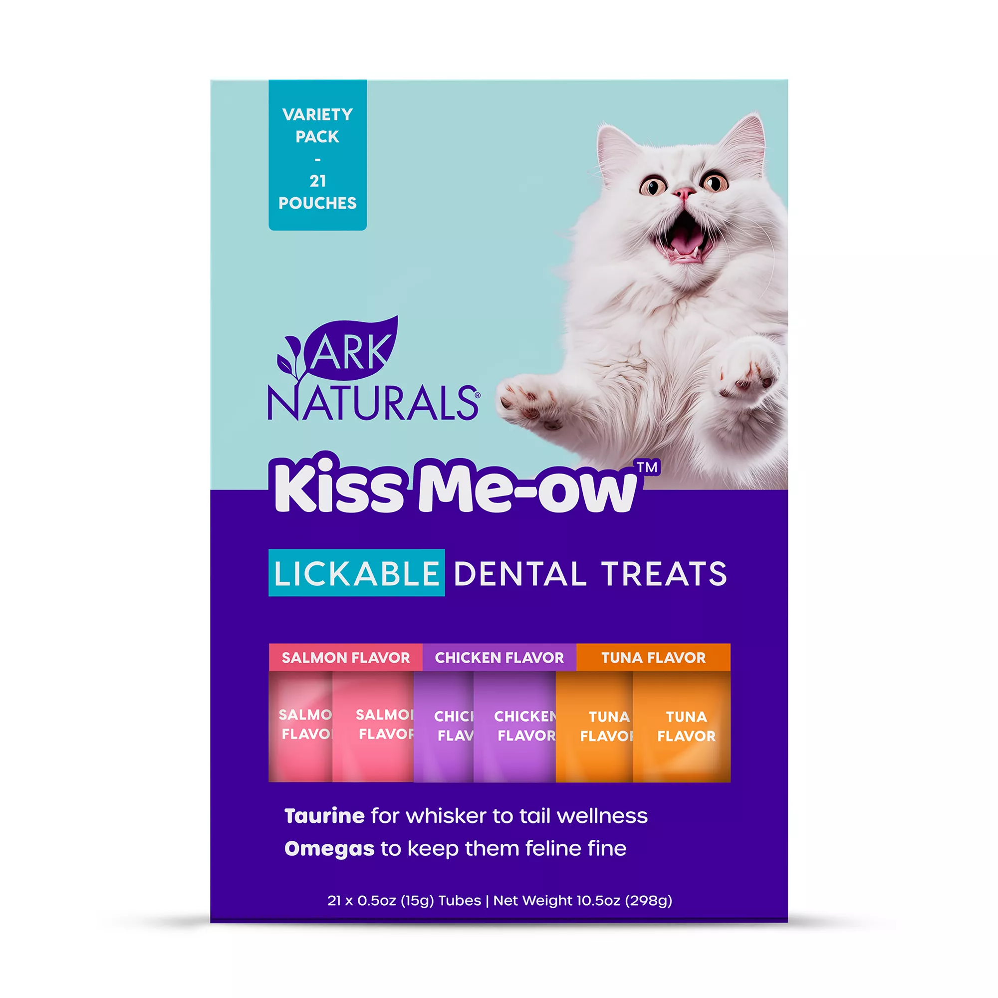 Ark Naturals Kiss Me-ow Lickable Dental Treats Cat Treat Variety Pack - 21 Pouches