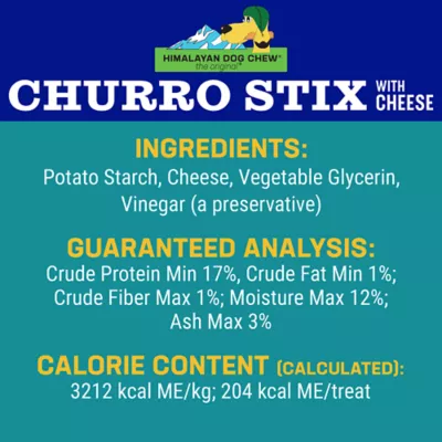 Product Himalayan Dog Chew, Churro Stick Dog Chew, Cheese, 10 in