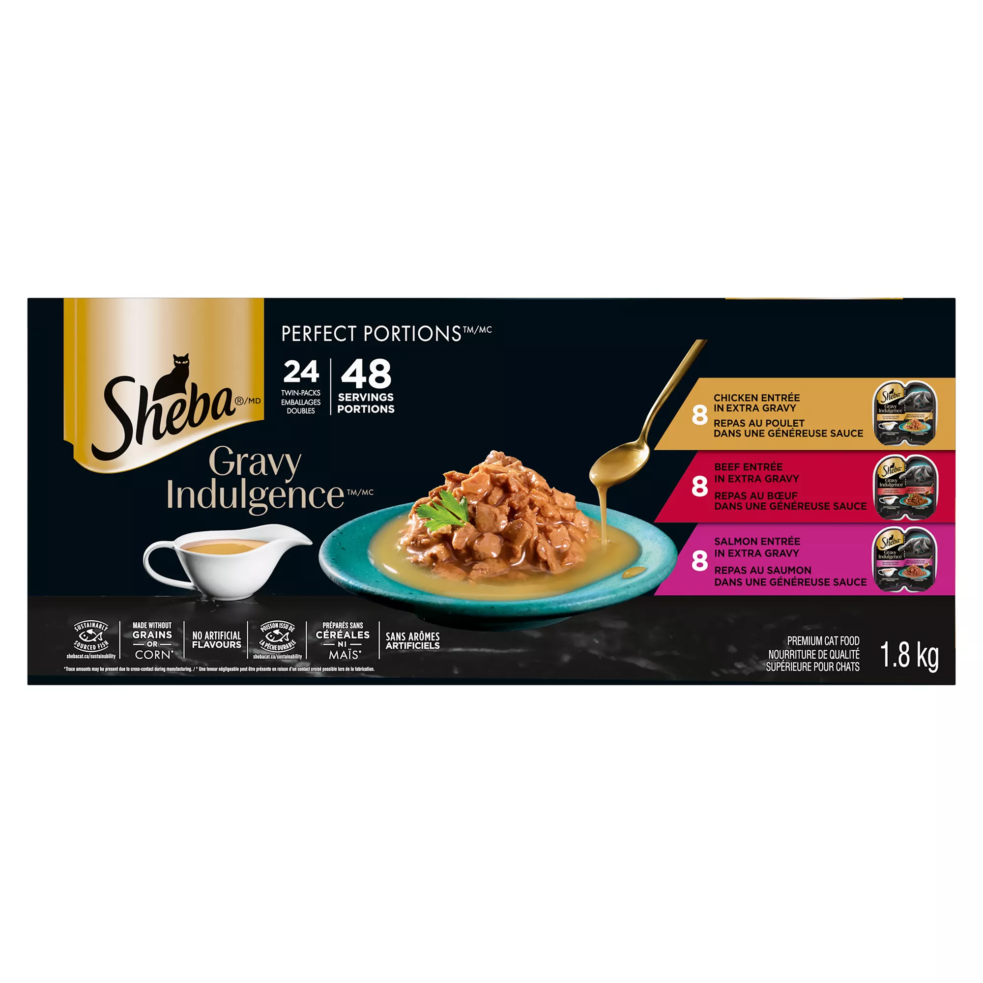 SHEBA Gravy Indulgence Perfect Portions Adult Wet Cat Food - Chicken, Beef, Salmon