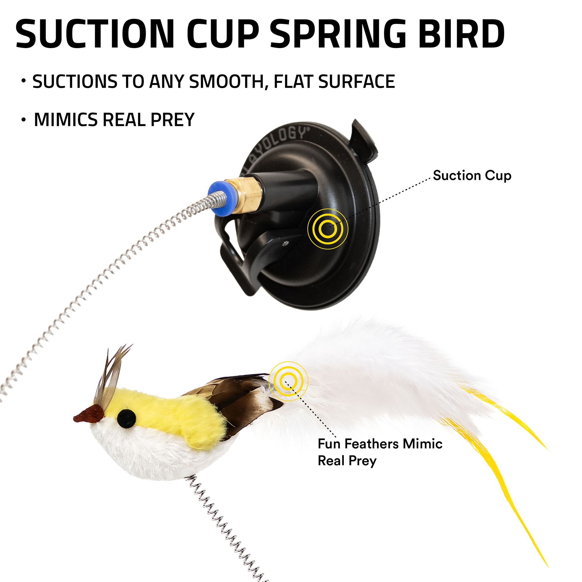 Playology Suction Cup Spring Bird Cat Toy - thumbnail 2