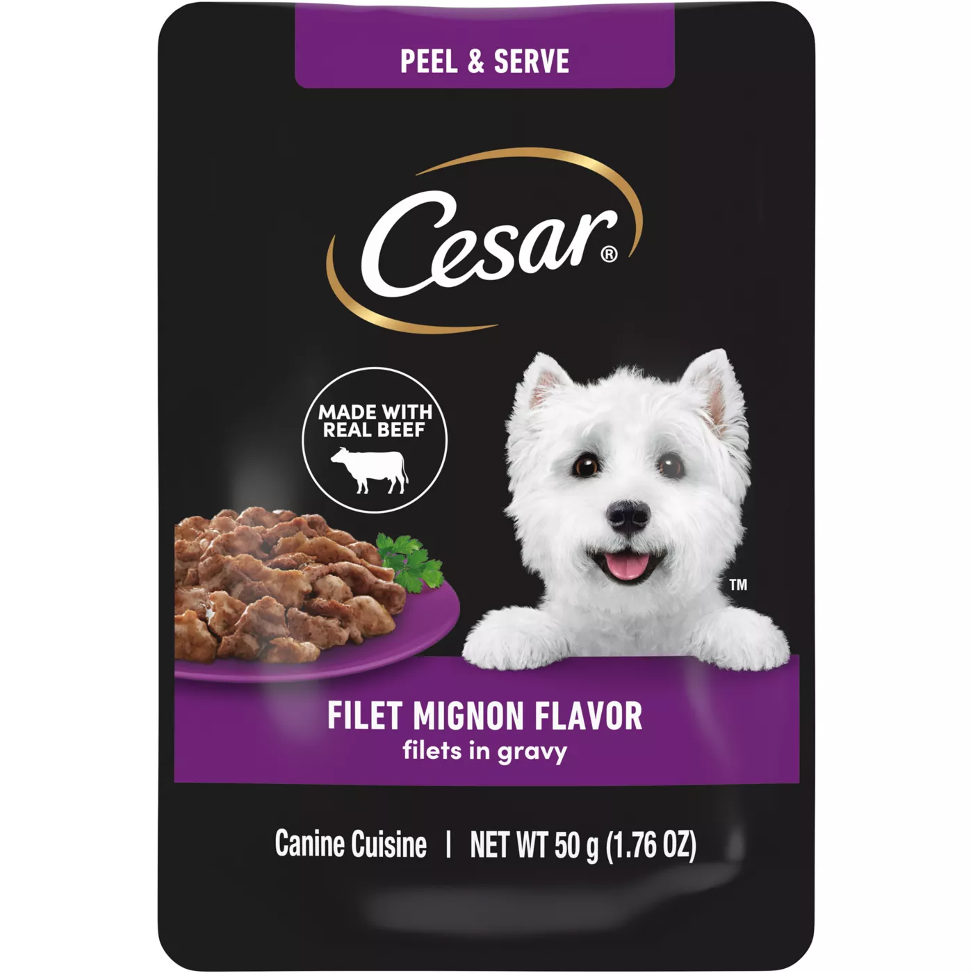 CESAR Filets in Gravy Wet Dog Food Filet Mignon Flavor 1.76 oz. Mini Pouch