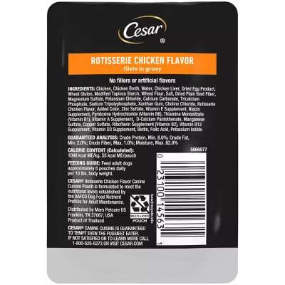 Product CESAR Filets in Gravy Wet Dog Food Rotisserie Chicken Flavor, 1.76 oz. Mini-Pouch
