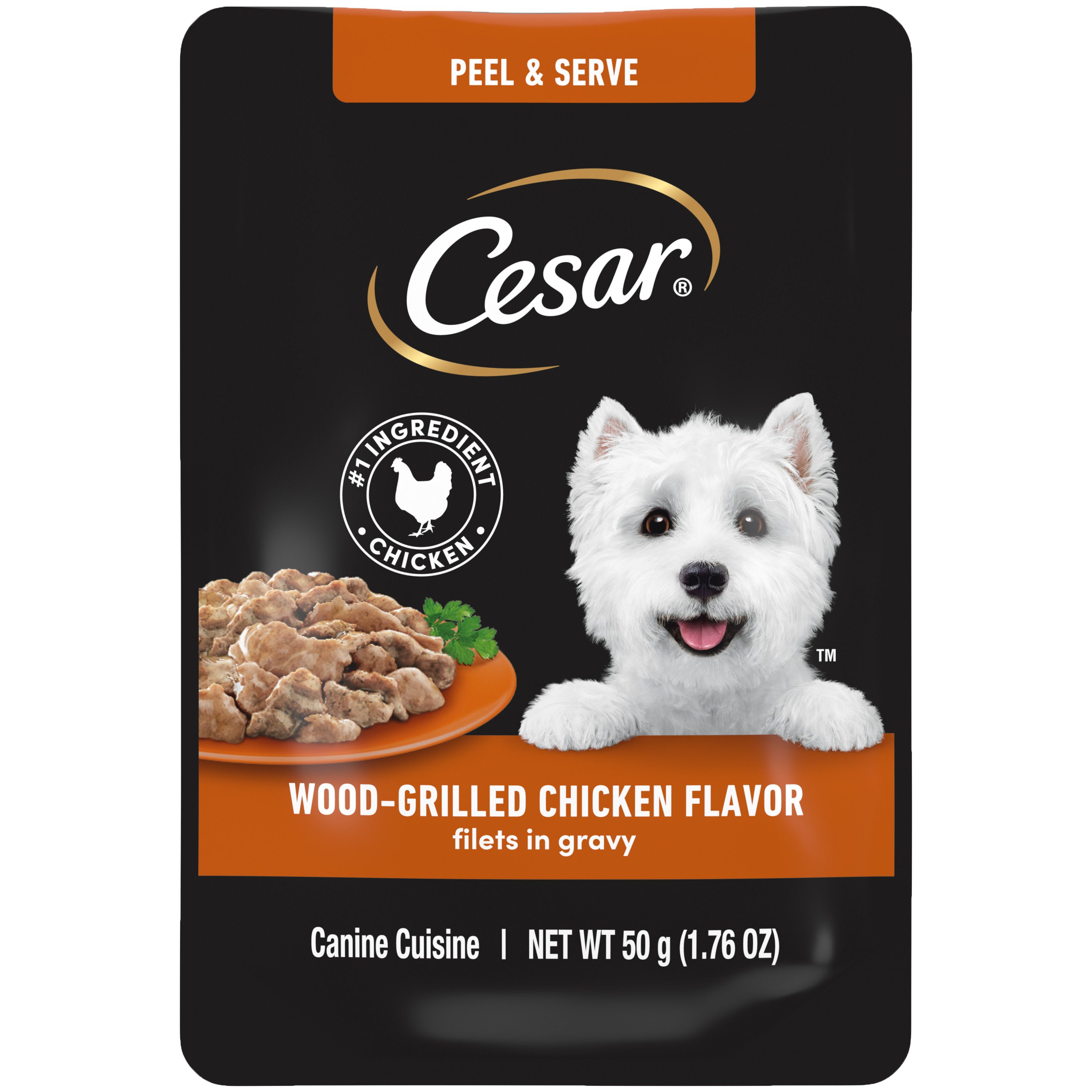 CESAR Filets in Gravy Wet Dog Food Wood Grilled Chicken Flavor 1.76 oz. Mini Pouch