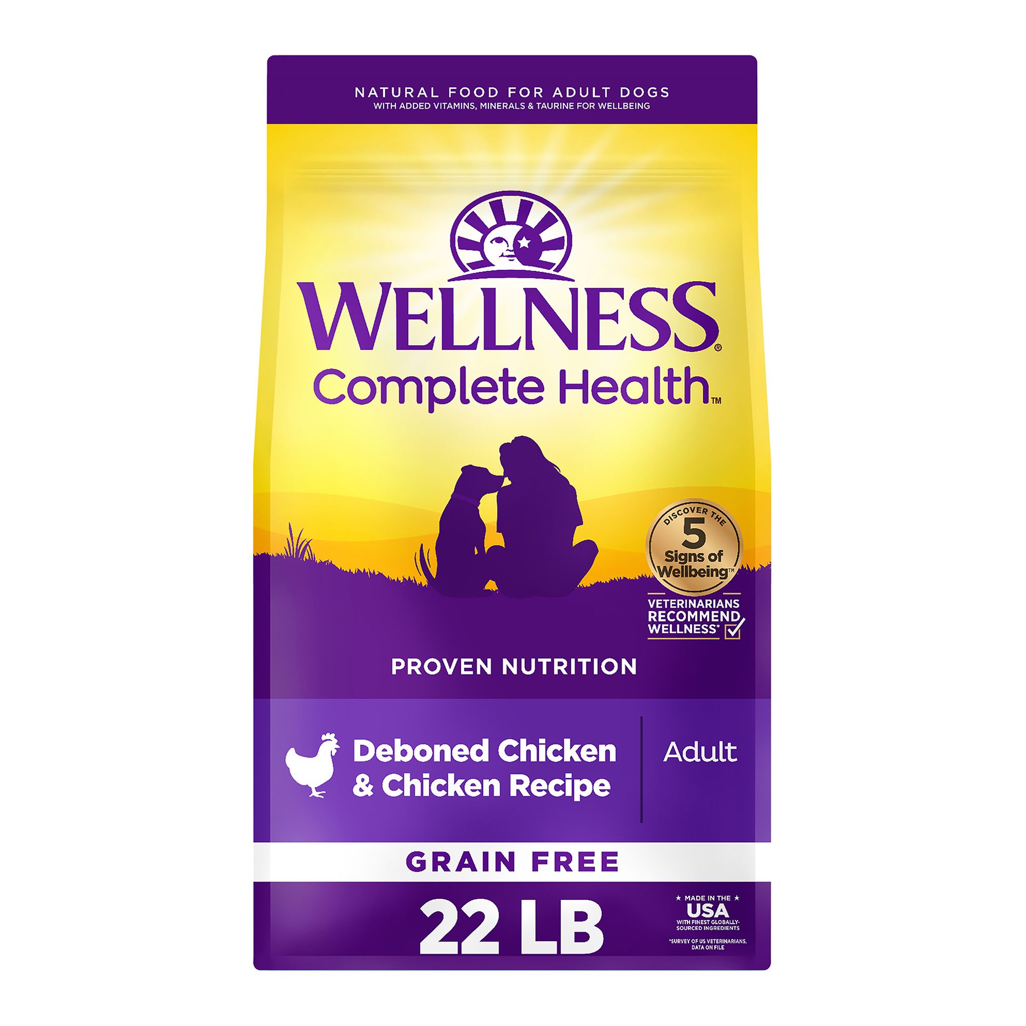 Wellness Complete Health Natural Grain Free Adult Deboned Chicken Chicken Meal Recipe Dry Dog Food 22 lbs