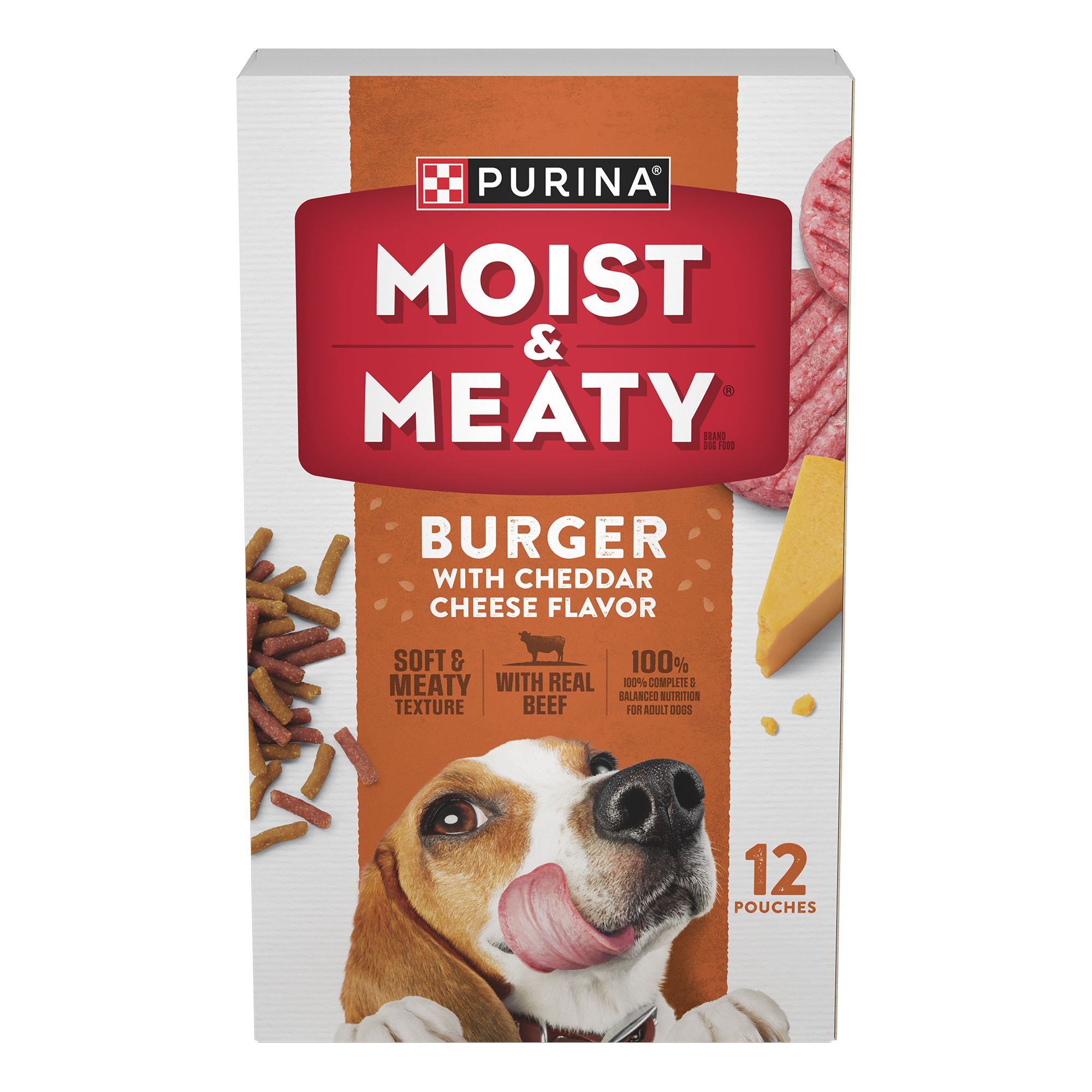 Moist & Meaty Burger Cheddar Cheese Adult Semi-Moist Dog Food 72 oz