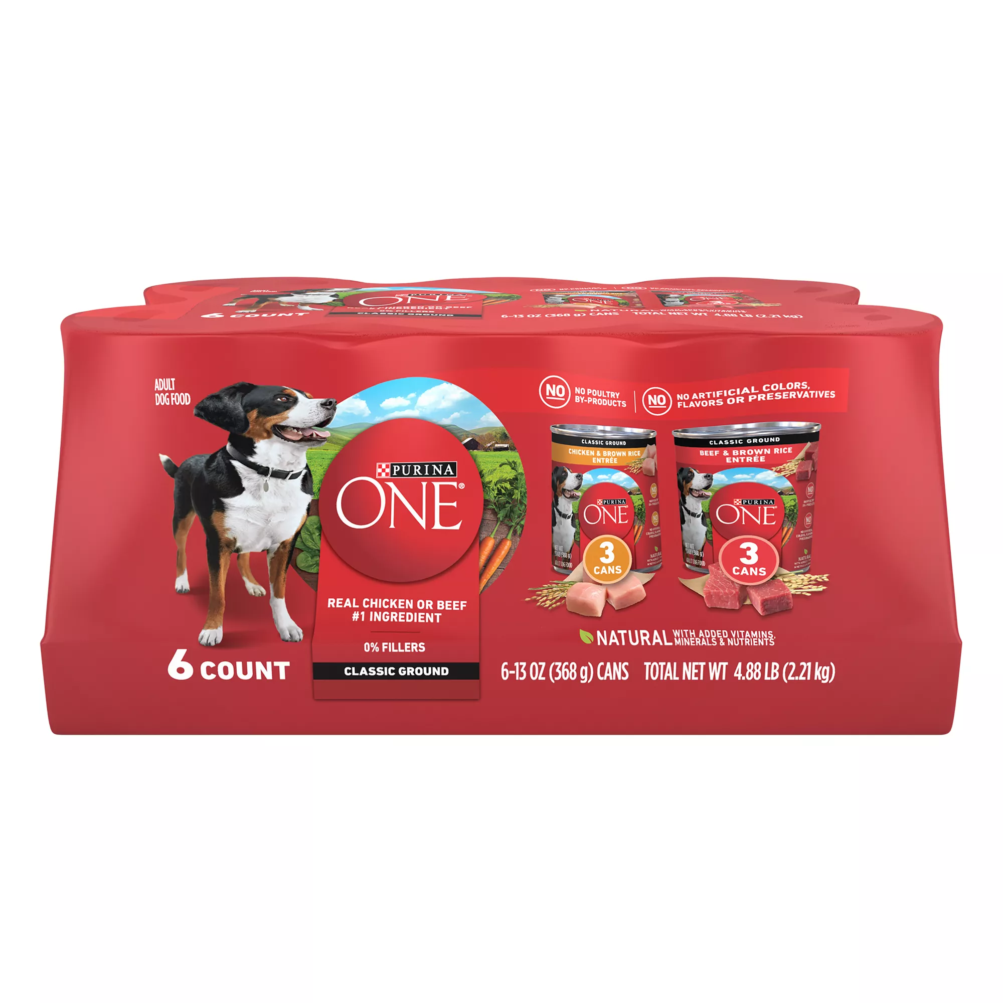 Purina ONE Classic Ground Entree Variety Pack Wet Dog Food 13 oz 6 ct