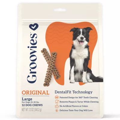 Groovies Dog Dental Chews 12oz Large 12ct