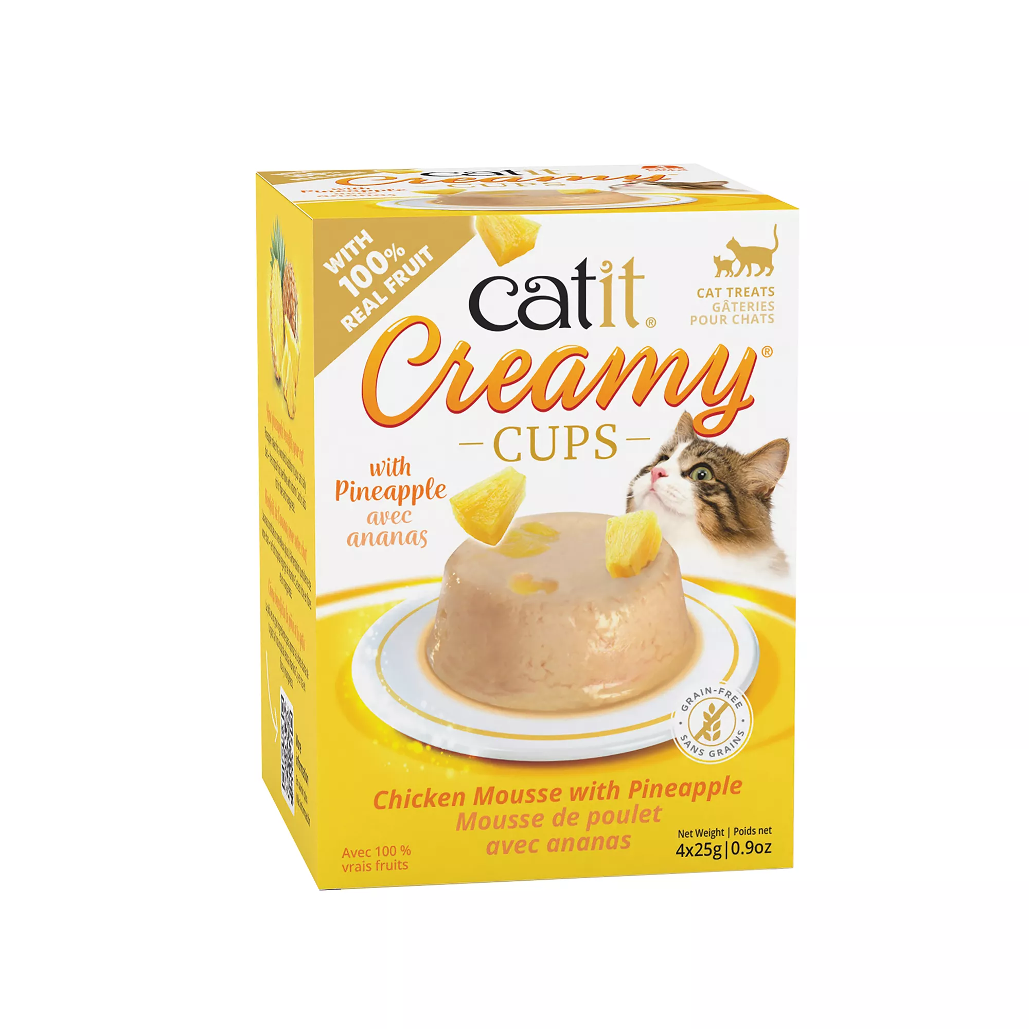 Catit Creamy Cups Adult Cat Treat - Chicken & Pineapple