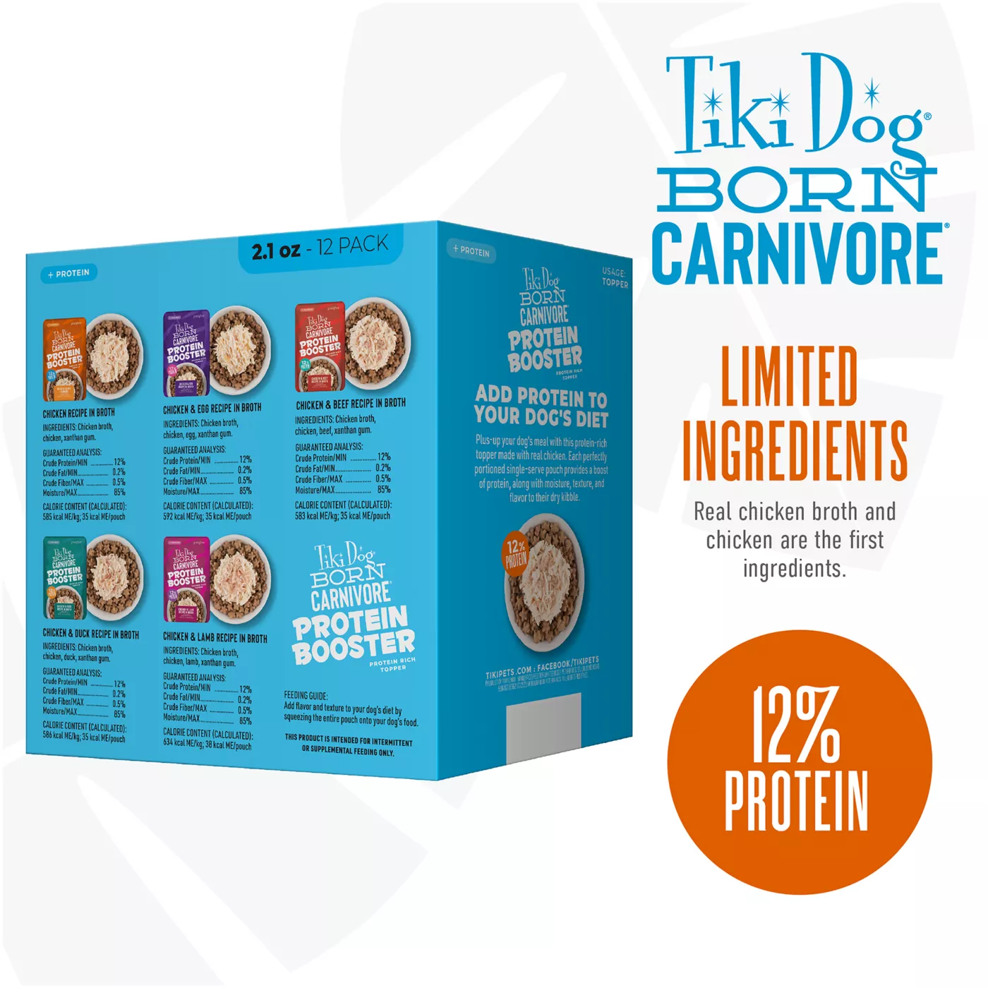 Product Tiki Dog Born Carnivore Protein Boosters Wet Dog Food - Variety Pack, 12 Ct