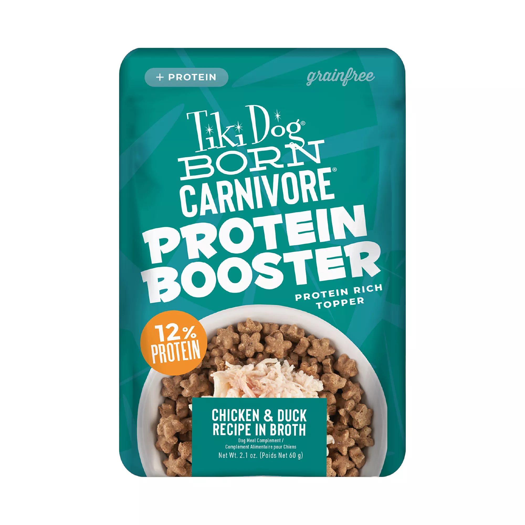 Tiki Dog Born Carnivore Protein Boosters Wet Dog Food - Chicken & Duck, 2.1 Oz