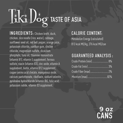 Product Tiki Dog Taste of the World Asia Wet Dog Food - Peking Duck, 9 Oz