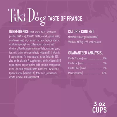 Product Tiki Dog Taste of the World France - Beef, Potatoes & Carrots Burgundy, 10 Ct