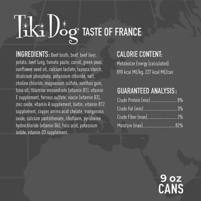 Product Tiki Dog Taste of the World France - Beef, Potatoes & Carrots Burgundy, 9 Oz