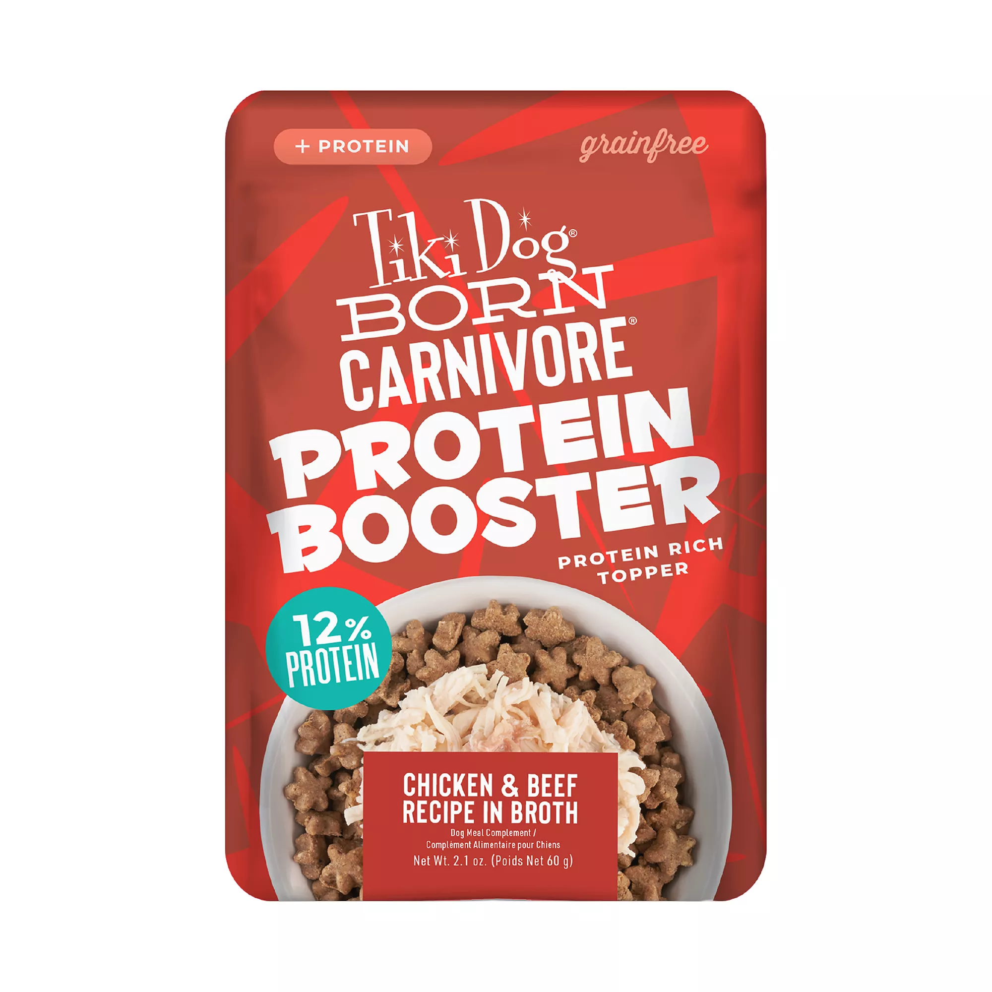 Tiki Dog Born Carnivore Protein Boosters Wet Dog Food - Chicken & Beef, 2.1 Oz