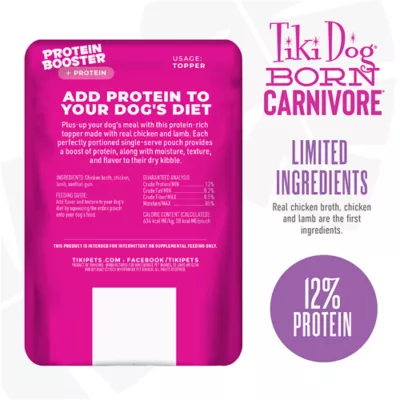 Product Tiki Dog Born Carnivore Protein Boosters Wet Dog Food - Chicken & Lamb, 2.1 Oz