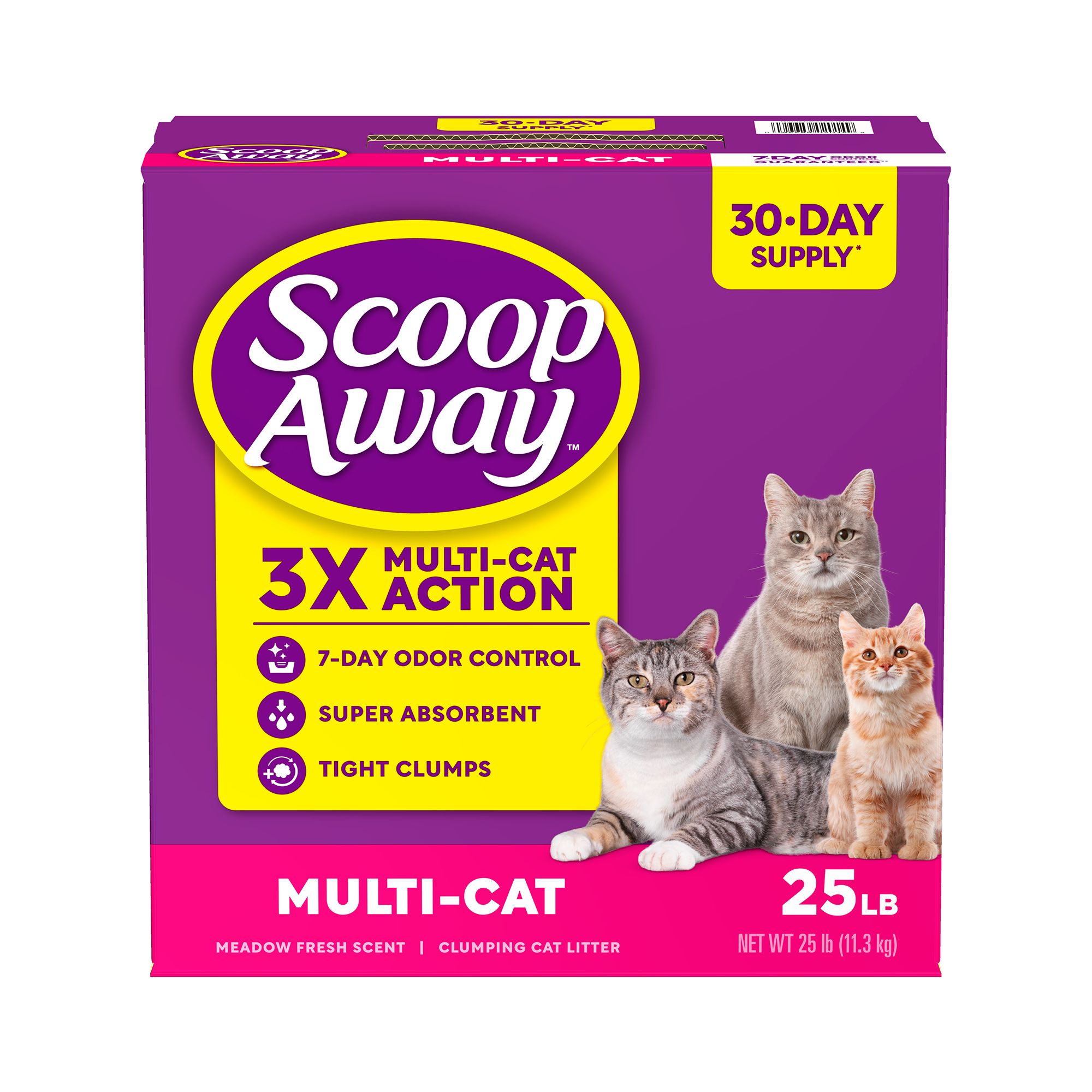 Scoop Away Multi-Cat Clumping Clay Cat Litter - Meadow Fresh, 25 lb