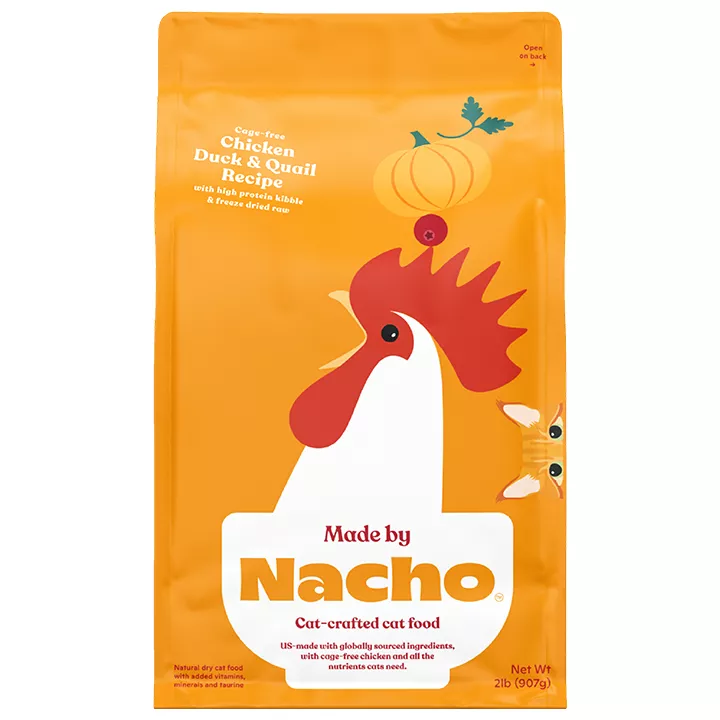 Made by Nacho Dry Cat Food with Freeze Dried Raw Kibble - Chicken, Duck, & Quail