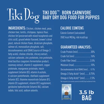 Product Tiki Dog Born Carnivore Puppy Food - Chicken, Peas & Lentils