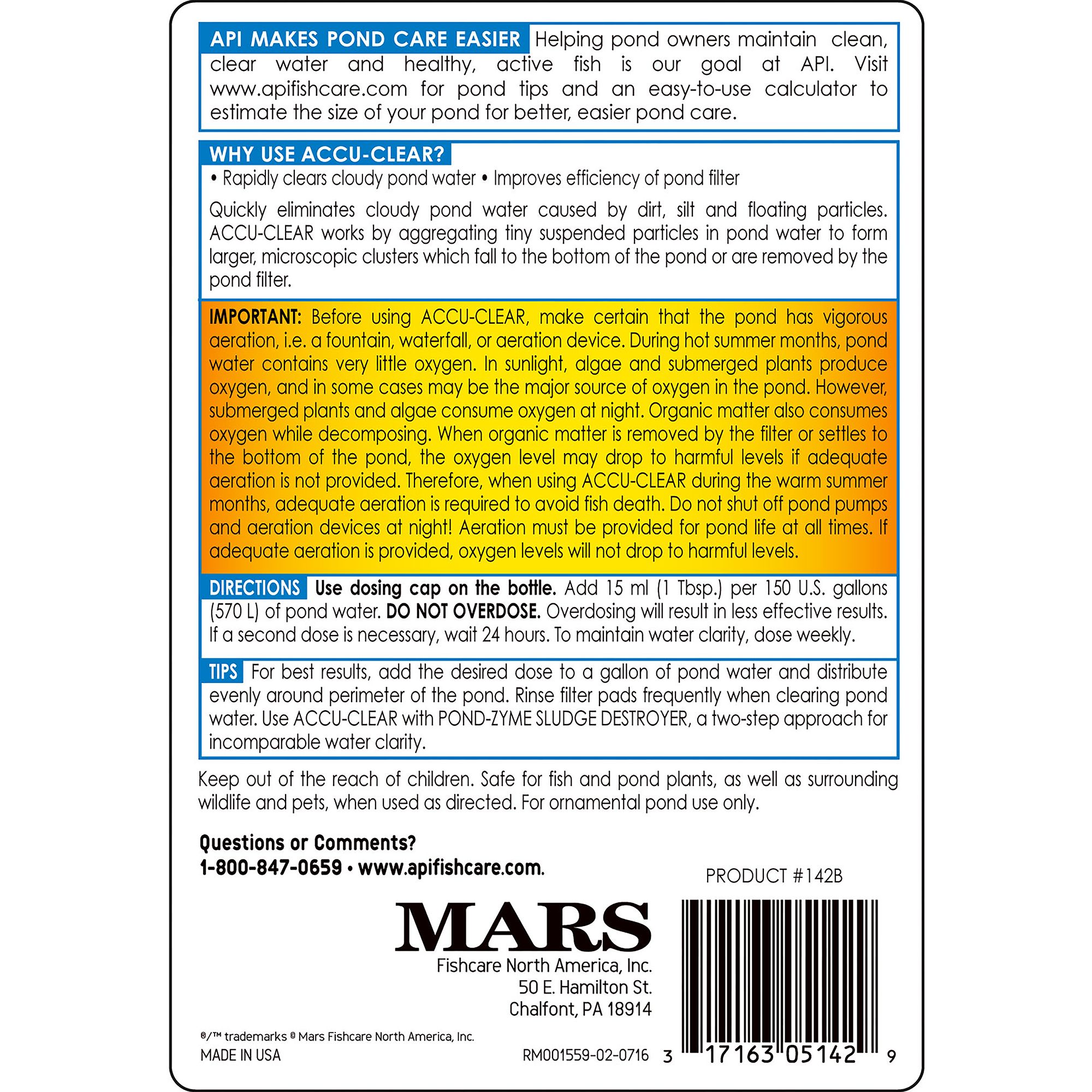 API® Accu-Clear Clarifier Pond Water Conditioner for Clear Pond Water - thumbnail 2